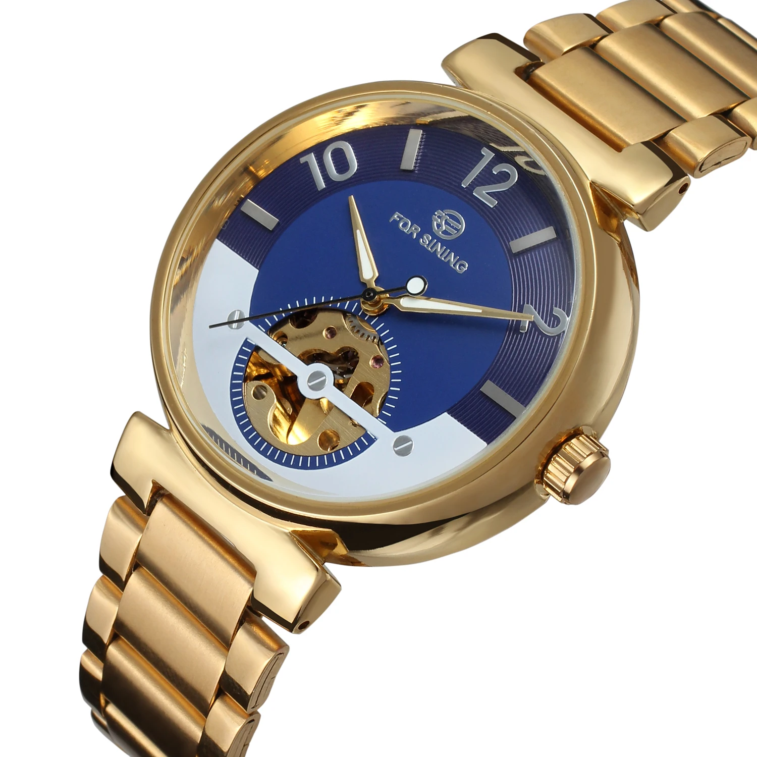 Часы наручные FORSINING Мужские механические брендовые роскошные золотистые часы