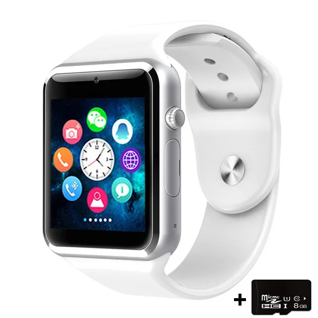 white with TF card Bluetooth Смарт часы спортивные Шагомер с sim-камерой фитнес-трекер GSM reloj мужские умные часы для Android Apple Ios - Цвет: white with TF card
