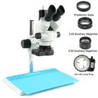 Мультифокальный тринокулярный микроскоп 3,5x-90X, промышленный непрерывный микроскоп + 0,5x 2X объективная фотография + 144 светодиодная кольцесветильник