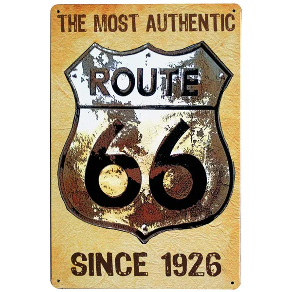 Ретро Настенный декор оловянные знаки Route 66 старинная дорога декоративные