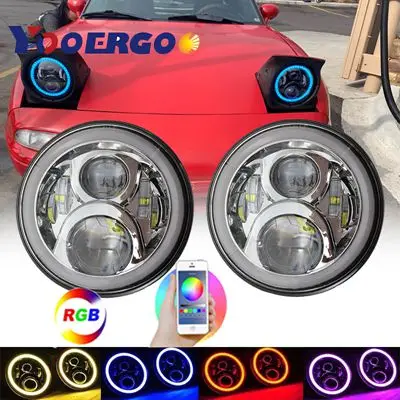 CHROME Авто автомобиль " дюймов круглые фары наборы для VW Beetle 1950-1979 Вт/Bluetooth RGB DRL Halo Кольцо Hi/Low Beam DOT одобрено - Цвет: CHROME