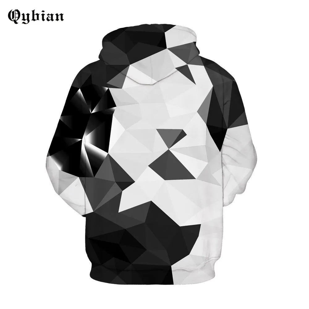 

Qybian 3D Sweatshirts Men/women Black White Diamond Print Hooded Hoodies Sweatshirts Pullover Tops Hoody Male