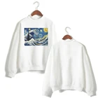 Художественная рубашка Harajuku Van Gogh Ukiyoe с масляным принтом и длинным рукавом, толстовки, Женский Белый свитшот, топ, женская модная уличная одежда Kpop