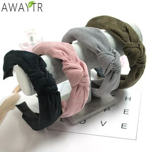 Повязка для волос женская с узлом, винтажная Вельветовая повязка на голову, плотная повязка на голову аксессуар для волос, Осень-зима, 2021 Новый головной убор