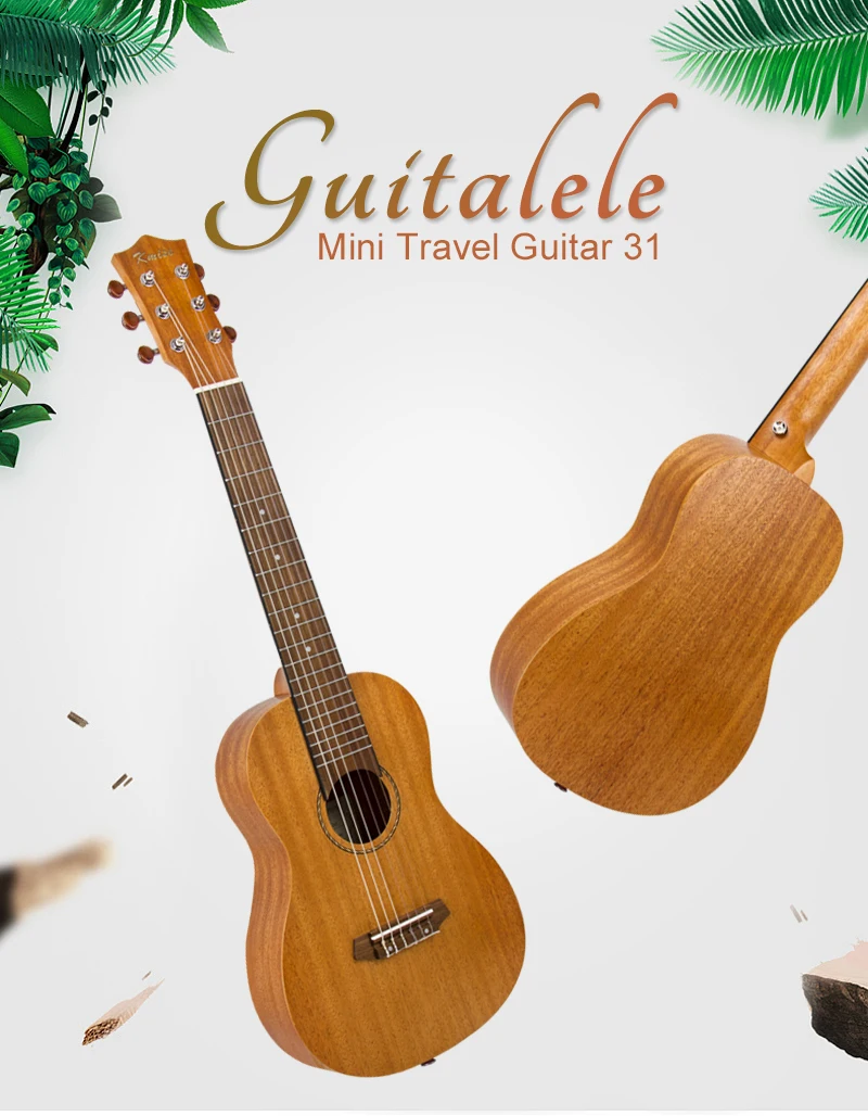 Kmise Guitalele мини гитара для путешествий укулеле 31 дюймов красное дерево с Gig Bag Picks ремень
