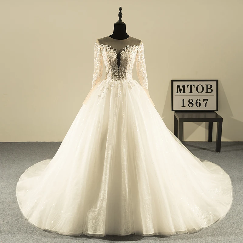 Новый дизайн бальное платье кружевные свадебные платья 2019 Роскошный V-образный