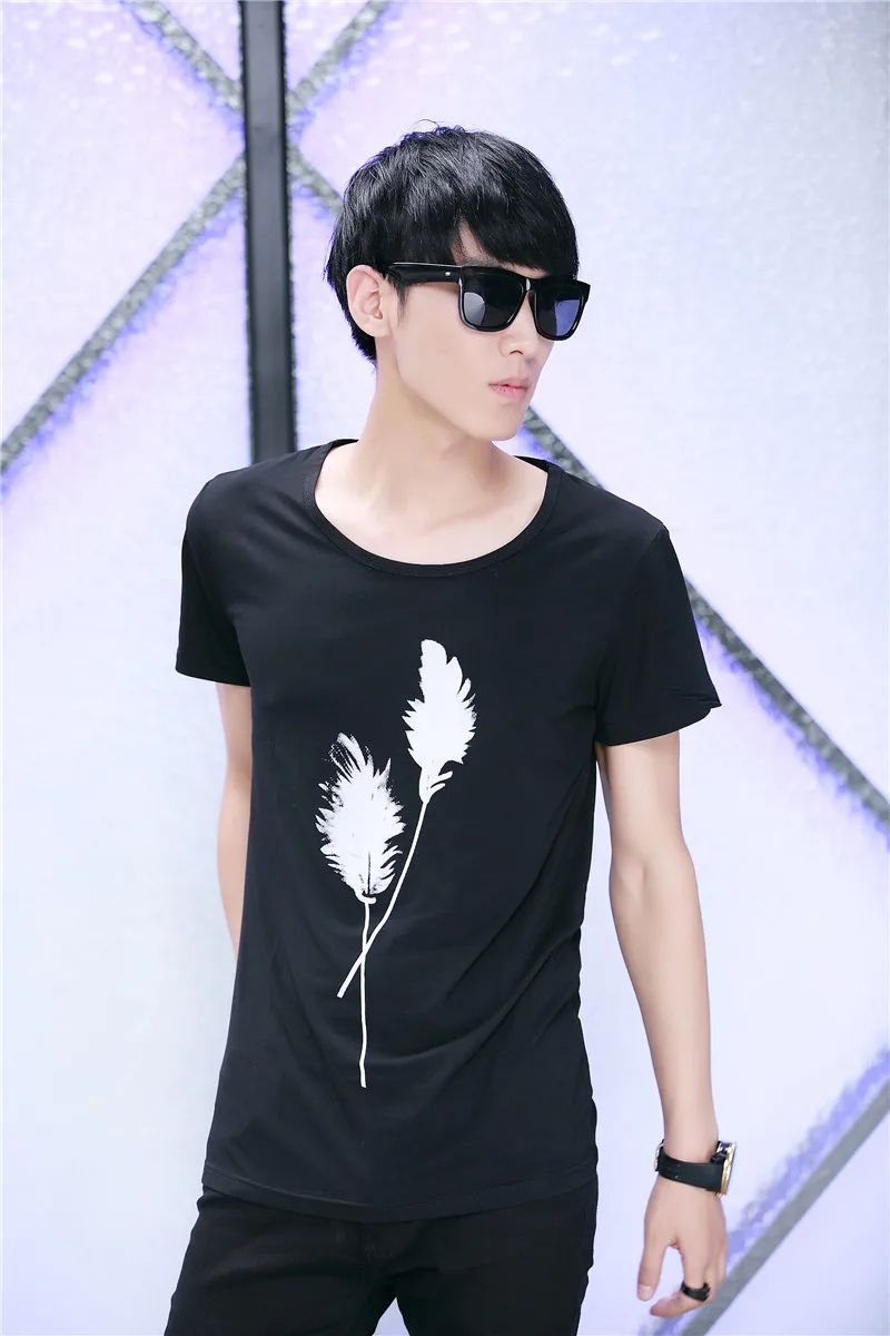 Новая футболка из хлопка со льдом мужские футболки мода 2016 летняя с перьями