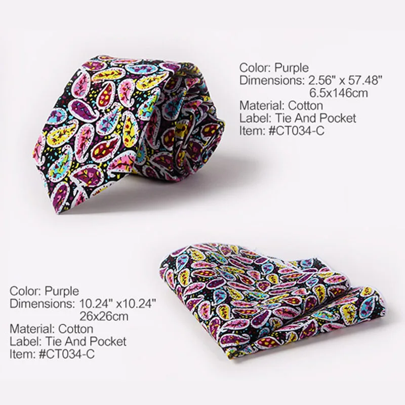 Хлопок мужской галстук с модным принтом галстук+ Pocket Square Set 6,5 см Галстук Hanky шеи галстуки комплект 42 стиль подарок к празднику Gravata тонкий