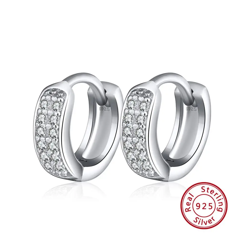 BE102 Effie queen Настоящее 925 пробы серебряные серьги-кольца с цирконом 12 мм геометрические серебряные серьги для женщин ювелирных изделий BE118 - Окраска металла: BE102