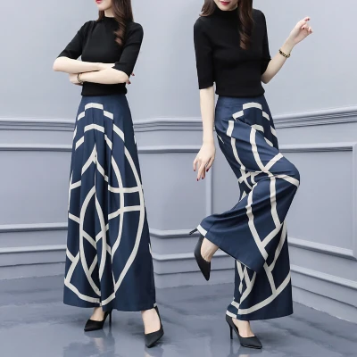 Широкие брюки комплект из двух предметов Модные свободные тонкие костюмы для