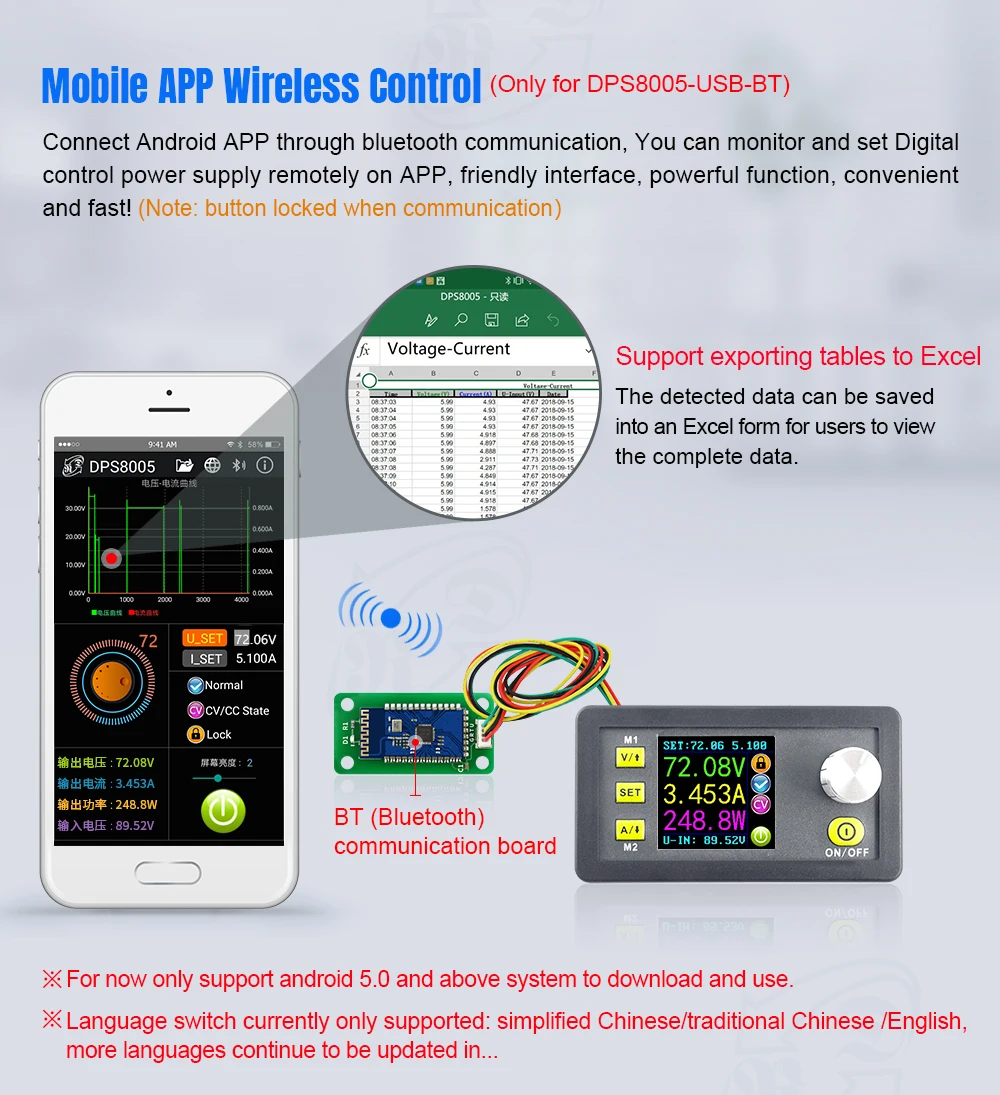 DPS8005 80V 5A постоянное напряжение постоянного тока Программируемый Блок питания модуль понижающего преобразователя ЖК-дисплей вольтметр 30% off