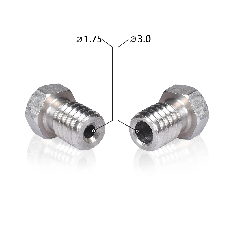 

10pcs V6 Hotend Stainless Steel Nozzle M6 thread 0.25/0.4/0.8mm for 1.75mm Filament For 3D Printer Extruder G204