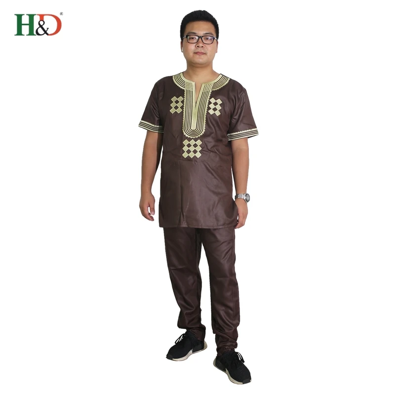 Dashiki мужские африканские костюмы Топы Рубашки брюки комплект из 2 предметов 3xl