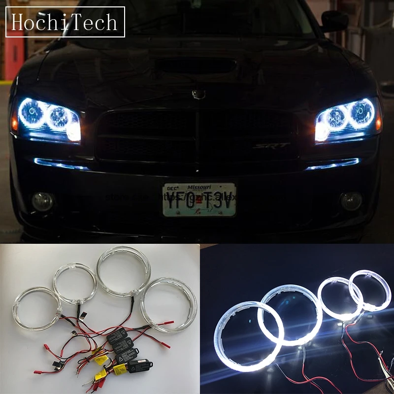 HochiTech Cree LED Chip Light Guide Angel Eyes Kit White Halo Ring дневной свет с диммером для Dodge Charger 2005 2010|daytime