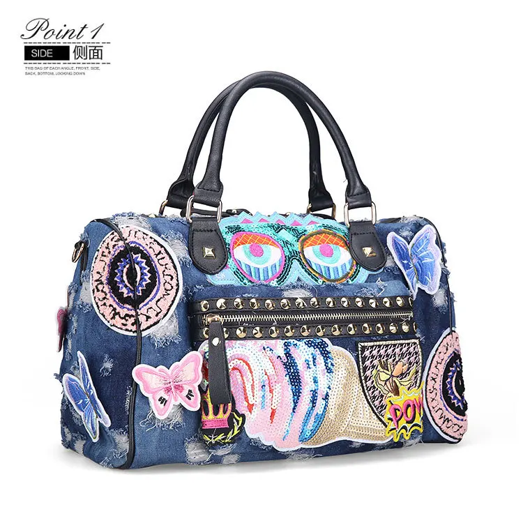 2017 джинсовые синие/черные/светло-голубые винтажные Модные женские сумочки ретро