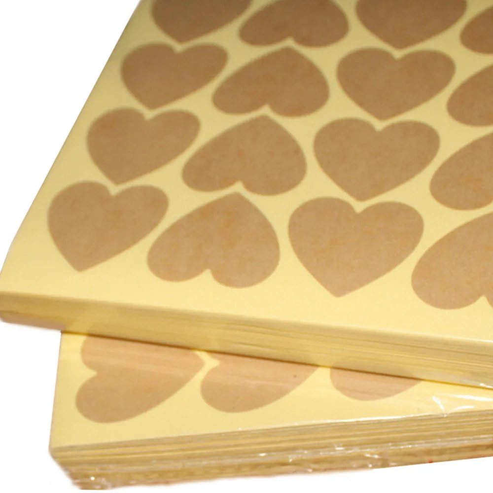 120pcs/10 sheet Heart Shaped Blank Kraft Paper Stickers Seal Labels Gift Lables Wrapping | Канцтовары для офиса и дома