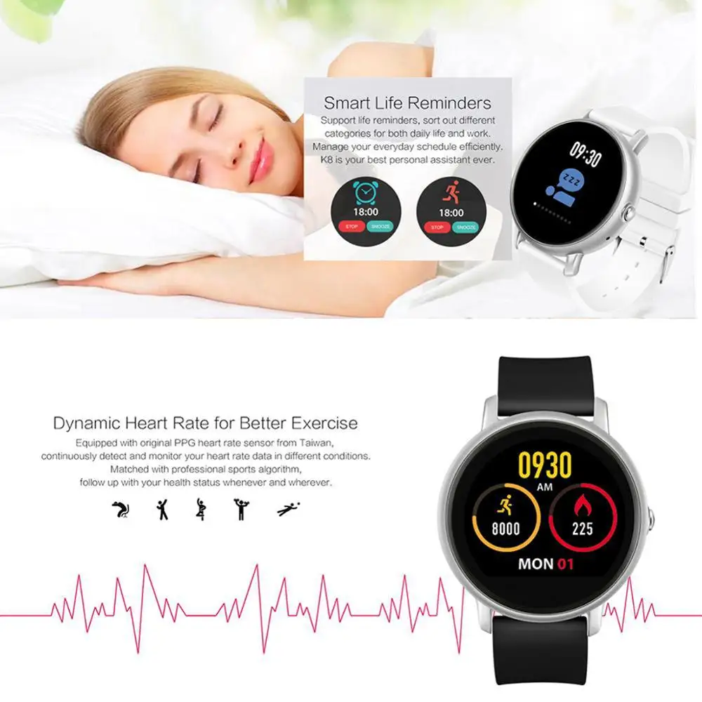Bluetooth динамик смарт часы для женщин и мужчин цветной экран монитор сердечного