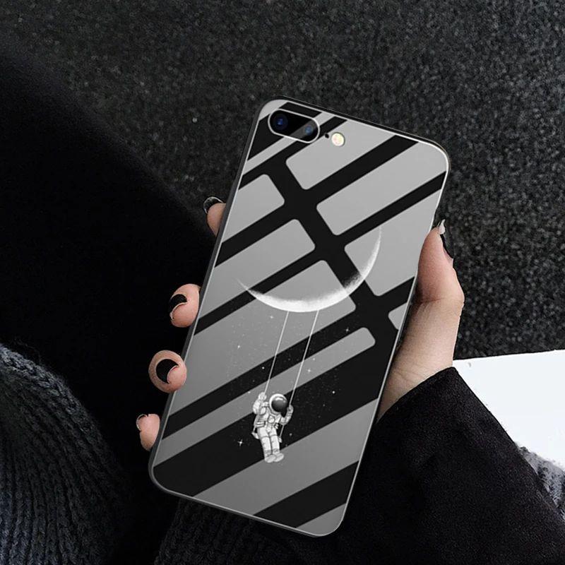 JAMULAR Космос астронавт чехол для телефона из закаленного стекла iPhone XS MAX XR X 7 8 6 6s Plus