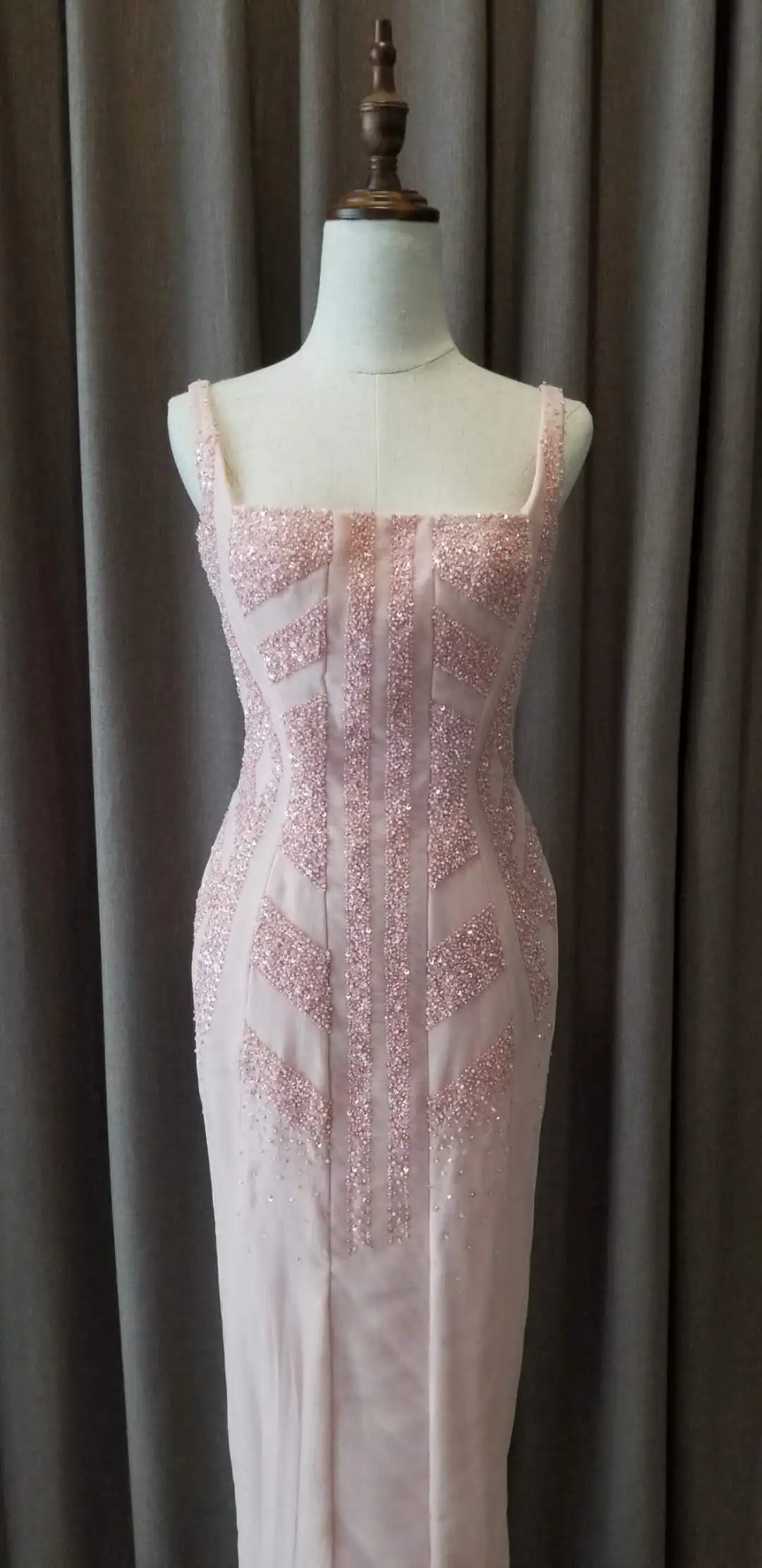 Pink Straps Square Neckline Tea Length Open Low Back Beads Pattern Special Cutting Short Women Casual Dress Prom Gowns 2018 | Свадьбы и