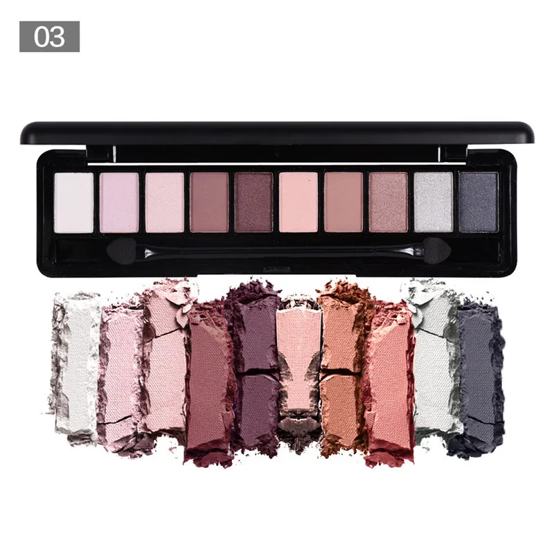 03 BeautyBigBang 10 цветов Палитра теней для век натуральный женский макияж Гламурная Косметика с кистью мерцающие матовые тени для век Пудра - Цвет: 03