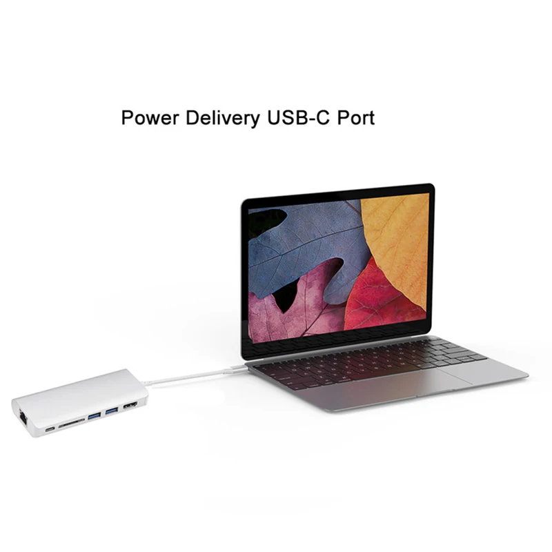 USB-C Hub алюминиевый адаптер типа C с HDMI портом порт Gigabit Ethernet USBC Power Delivery 2 USB 3 0 s SD
