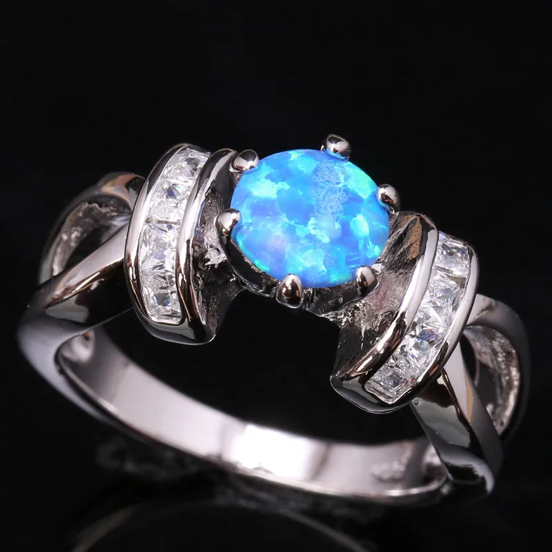 Новое поступление голубой огненный опал и белый посеребренный женский ювелирный
