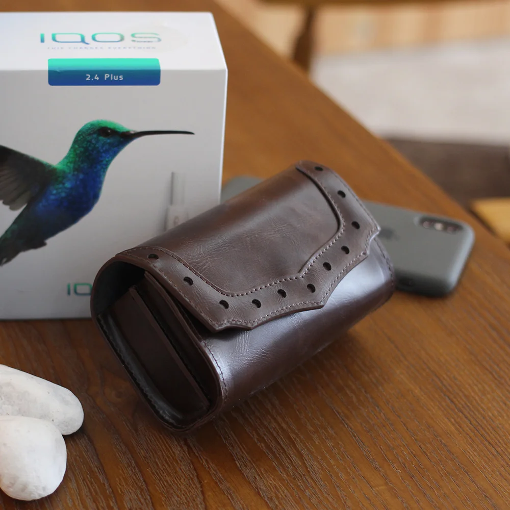 Новое поступление, Винтажный чехол из натуральной кожи для IQOS, чехол для электронной сигареты IQOS, чехол для телефона, кошелек, держатель, черный, коричневый