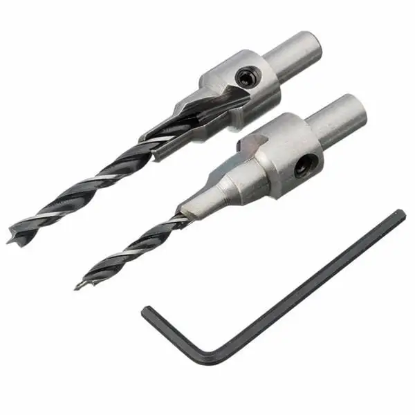 

2pc Countersink Drilling 3 Steps Pilot Drill Bits Set Reamer Screw Wood Window Hinge Hole Saw Chamfer 4 6 5 7mm steps 8mm Shank