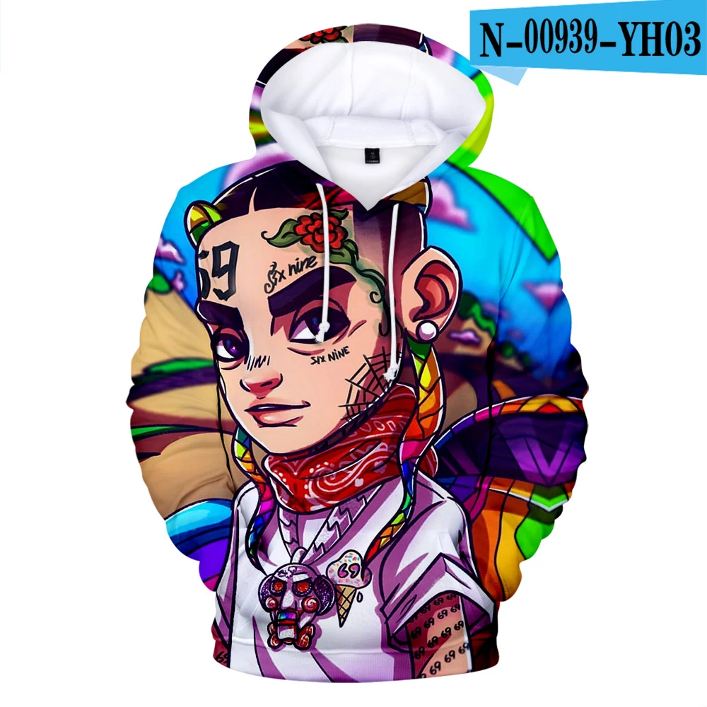 3D Новинка,, мужские толстовки с 3D принтом Rapper 6IX9INE, осенняя мода Harajuku, популярная худи с 3D принтом 6IX9INE, мужские толстовки - Цвет: 3D