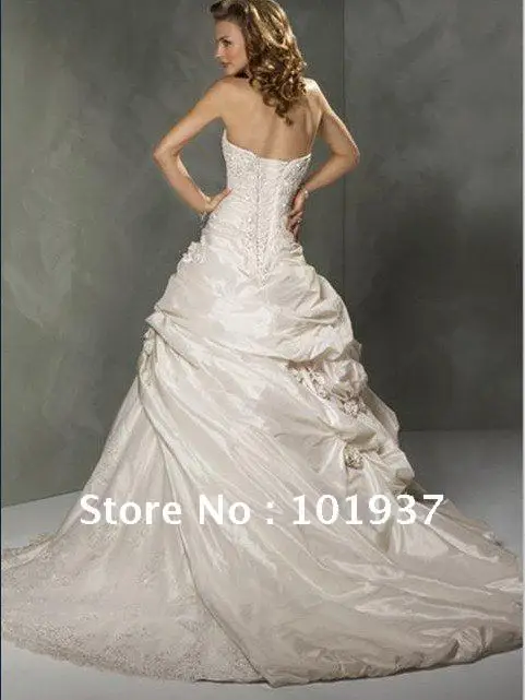 Promotion - Free Shipping Sweetheart Appliqued Beading A-line Real Sample Wedding Dress mg000 | Свадьбы и торжества