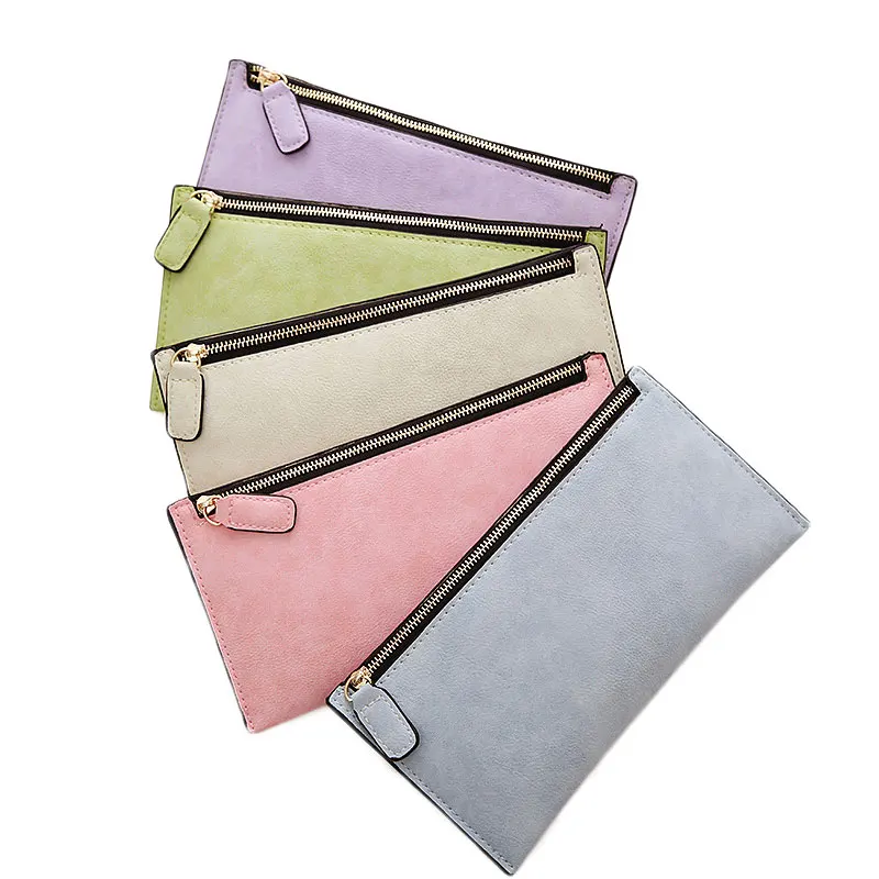 100 шт. Женская мода молнии бумажник простой кошелек сцепления Дамские туфли из PU