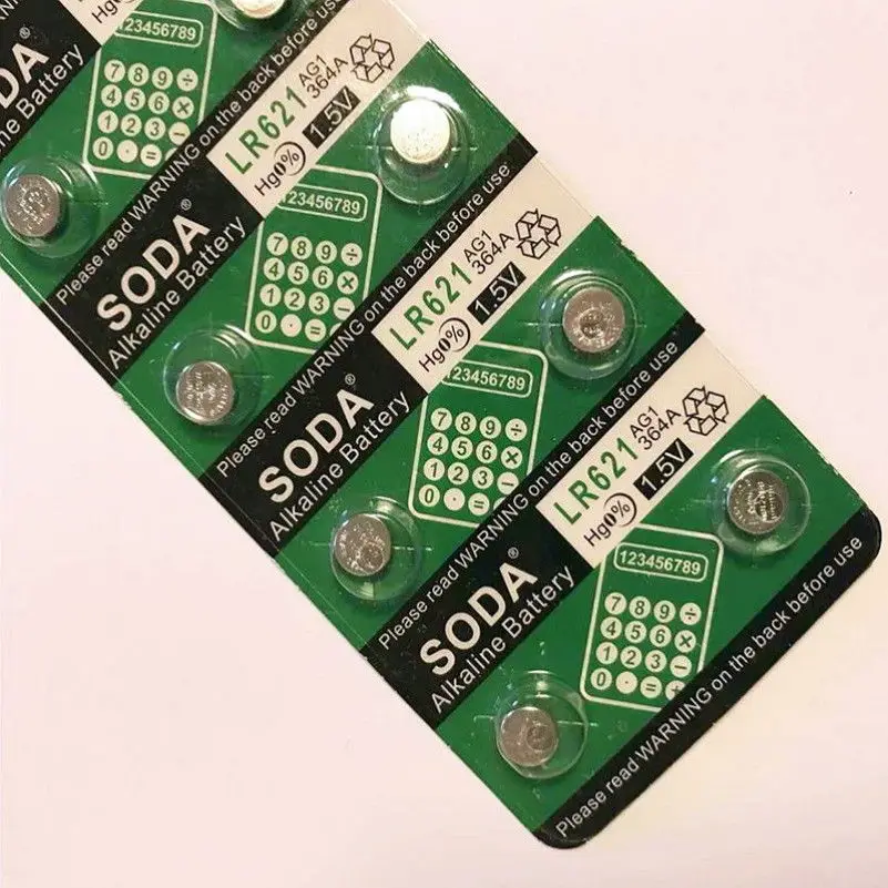50 шт./лот = 5 карт AG1 LR621W 364A SR621SW 1 V батарея для часов щелочные кнопки батареи монет