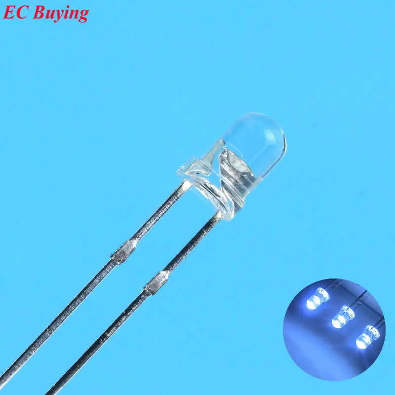 3 мм белый светодиод Круглый светоизлучающий диод прозрачная ультра яркая лампа