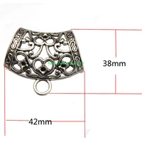 diy woman scarf accessories bail pendants connector silver curve heart hollow round large hole metal jewelry findings 42mm 8pcs