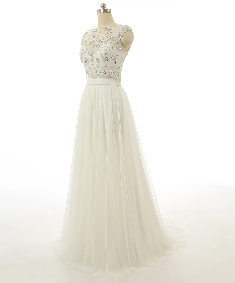 2016 Очаровательная Фактический Изображения Открытое Назад A-Line Длинные Свадебные