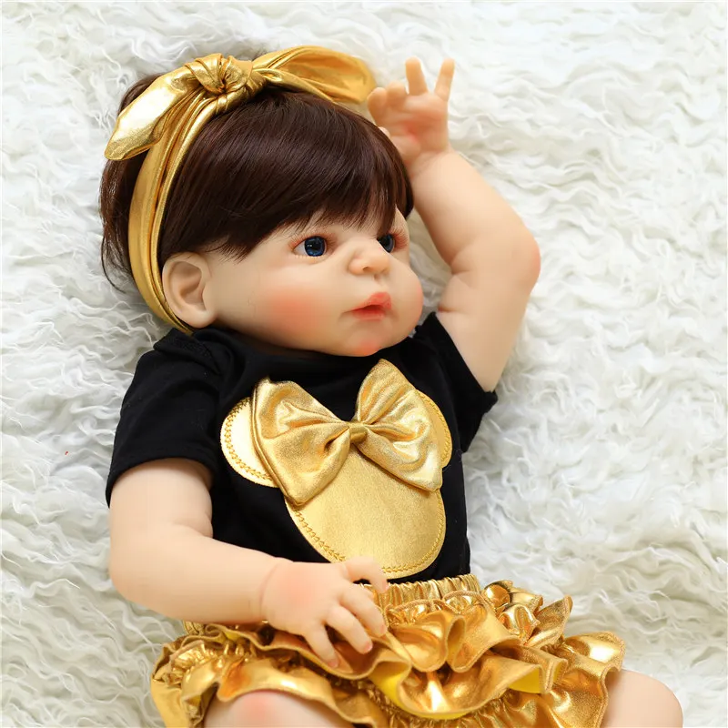 NPK 57 см силиконовые куклы Reborn Baby с милой Bebe Кукла Одежда прекрасное возрождение