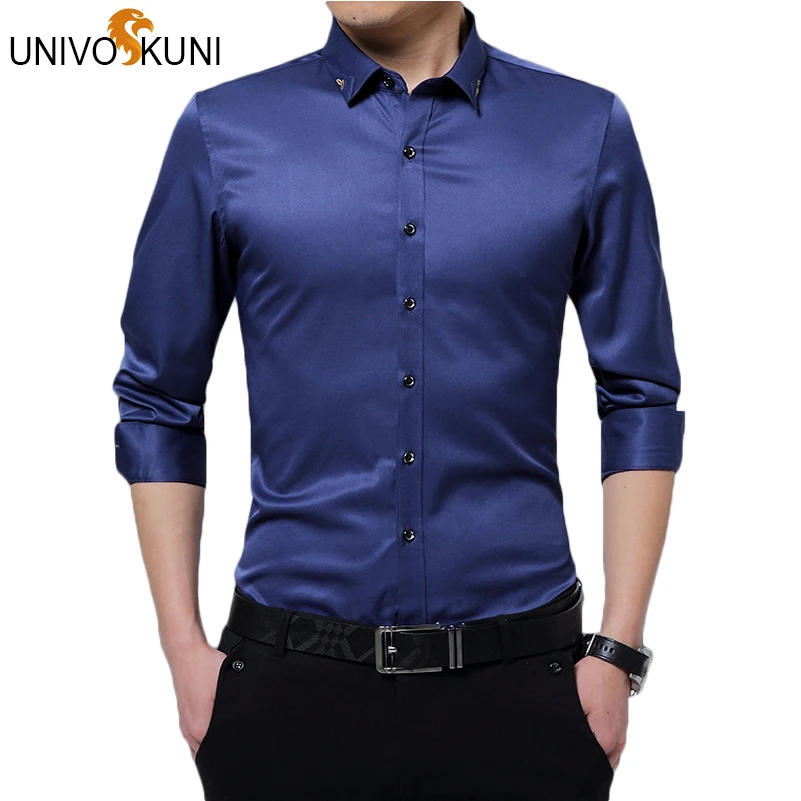 Рубашка UNIVOS KUNI мужская с длинным рукавом повседневная приталенная вышивкой