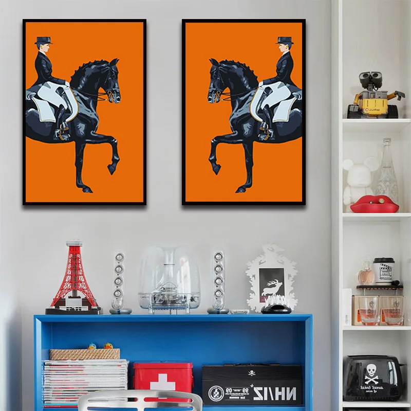 2 панели леди езда лошадь DIY картина маслом по номерам с набором холст рисовать