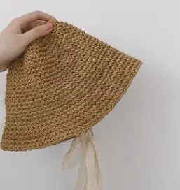 brown MILANCEL/; детские соломенные шляпы; однотонные летние шапки для девочек; цвет бежевый и коричневый; детская Солнцезащитная шляпа для девочек; детская Панама - Цвет: brown