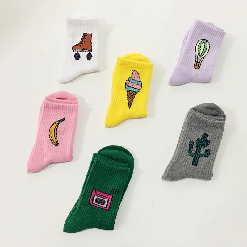 Женские хлопковые носки в Корейском стиле с воздушным шариком бананом лентой