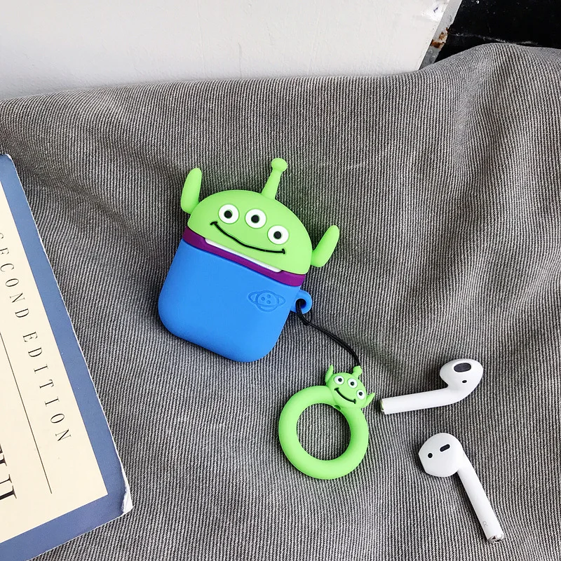 Чехол для наушников с Bluetooth, аксессуары для airpods, защитный чехол, Сумка с кольцом для защиты от потери, милый мультяшный силиконовый 3D дизайн