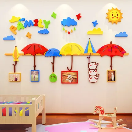umbrella Творческий INS фото каркас зонтика DIY Детская комната спальни гостиной ТВ фон стены украшения 3D акриловая Наклейка на стену - Цвет: umbrella