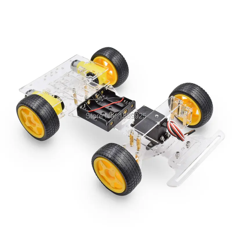 Steering engine 4 wheel 2 Motor Smart Robot Car Chassis kits DIY For Ar-duino | Электронные компоненты и