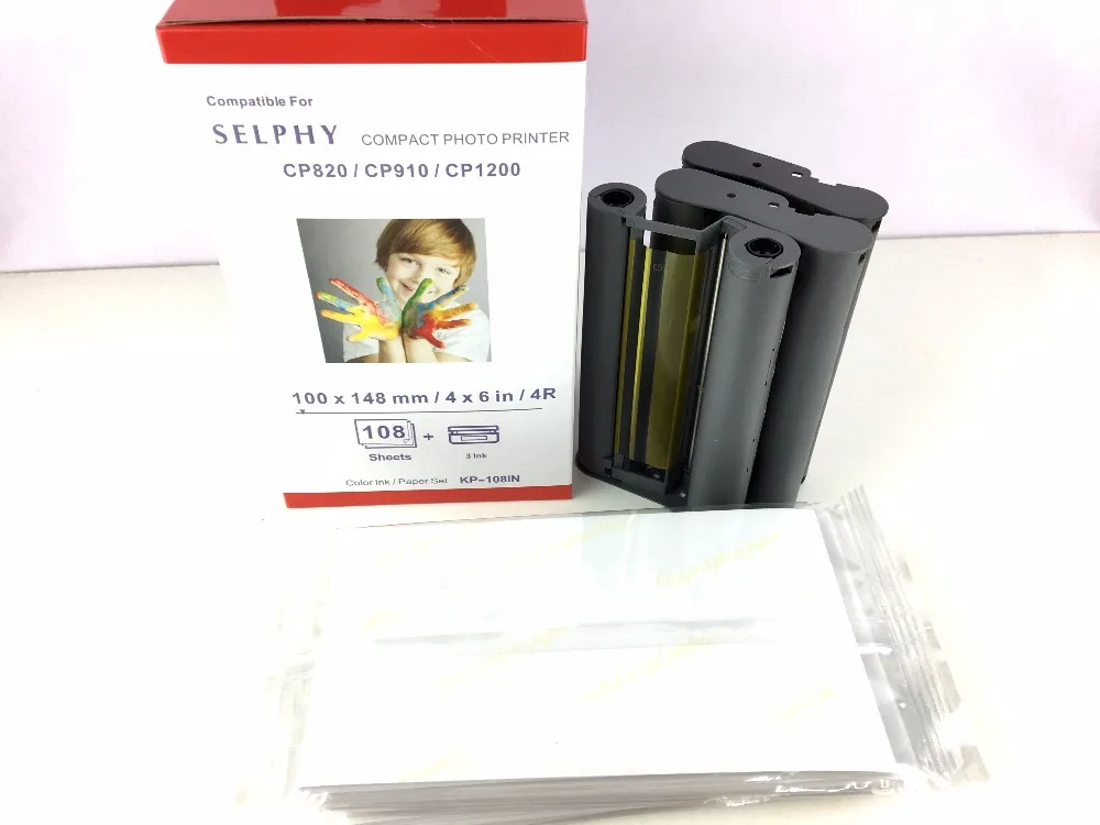 Совместимый цветовой набор чернил/бумаги для принтера Selphy CP800 CP810 CP820 CP900 CP910 CP1200 108