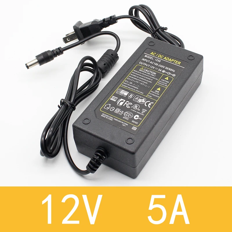 1 шт. 12V5A AC 100 V-240 V 60W преобразователь Мощность адаптер DC12V 5A 2.1mm-2,5 мм* 5,0 мм штекером постоянного тока для подключения к Питание адаптер