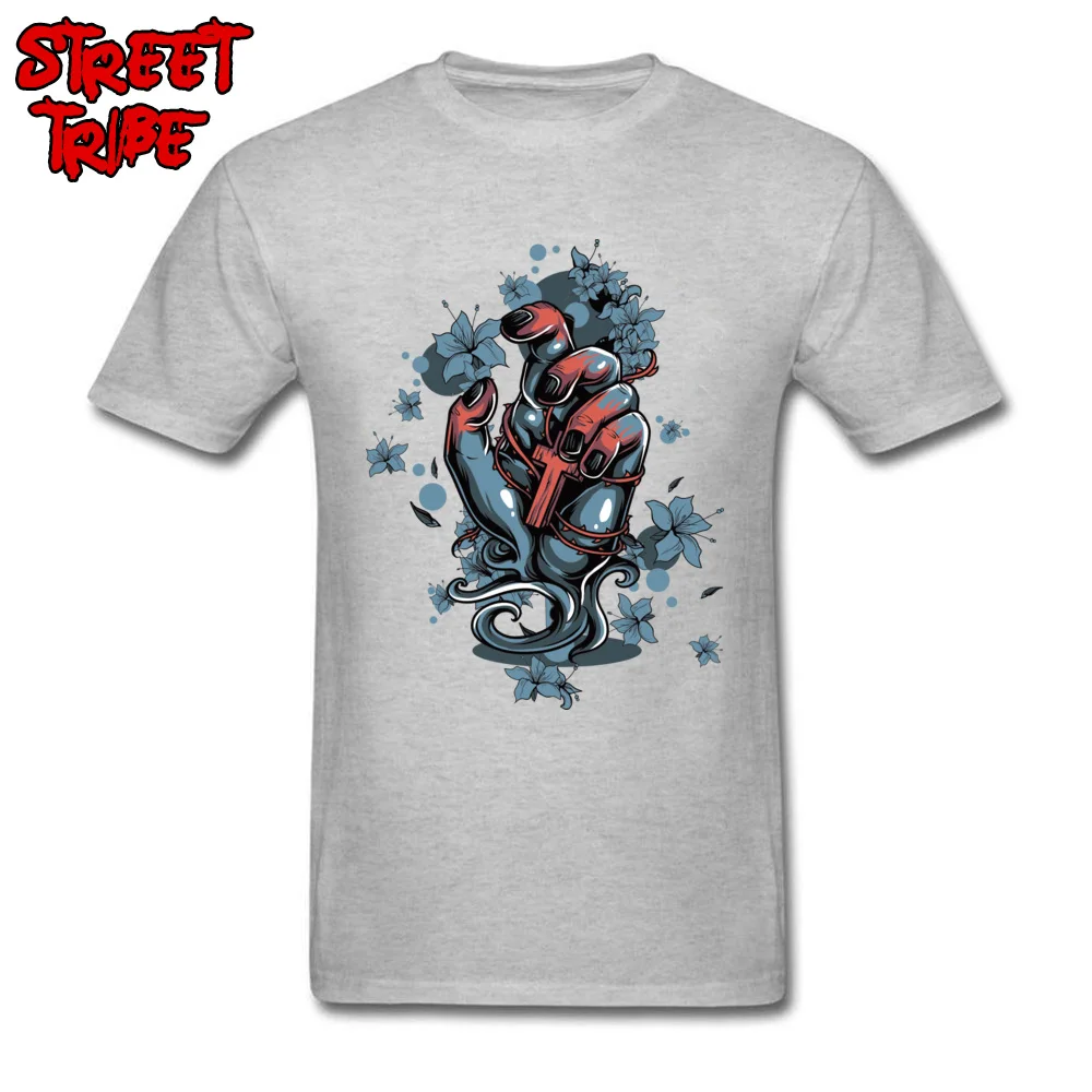 Европейская футболка для мужчин мужская винтажная черная с цветочным принтом