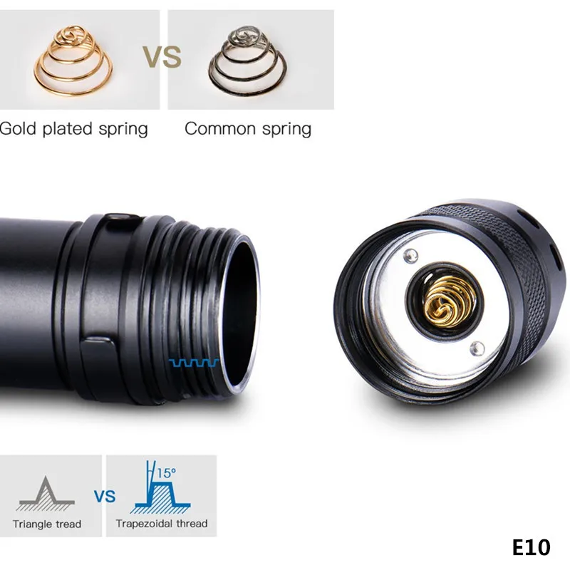 Wuben E10 1200lm Osram P9 светодиодный фонарик на открытом воздухе EDC CR123A 18650 задний
