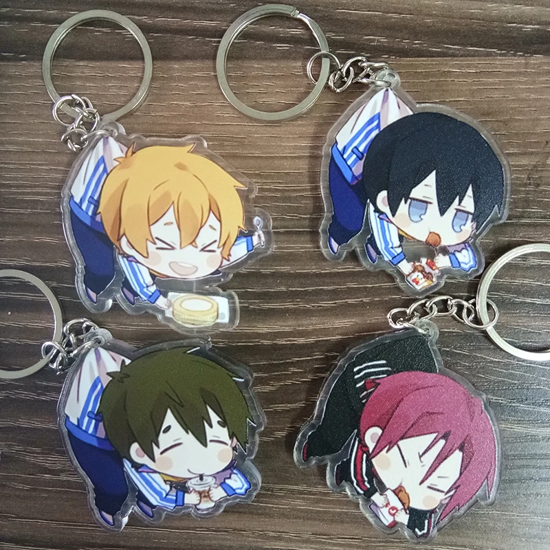 4 шт./компл. аниме брелок в подарок! Iwatobi swim Club Харука нанасе Тачибана Макото Рин Мацуока двойной отпечаток кулон брелок