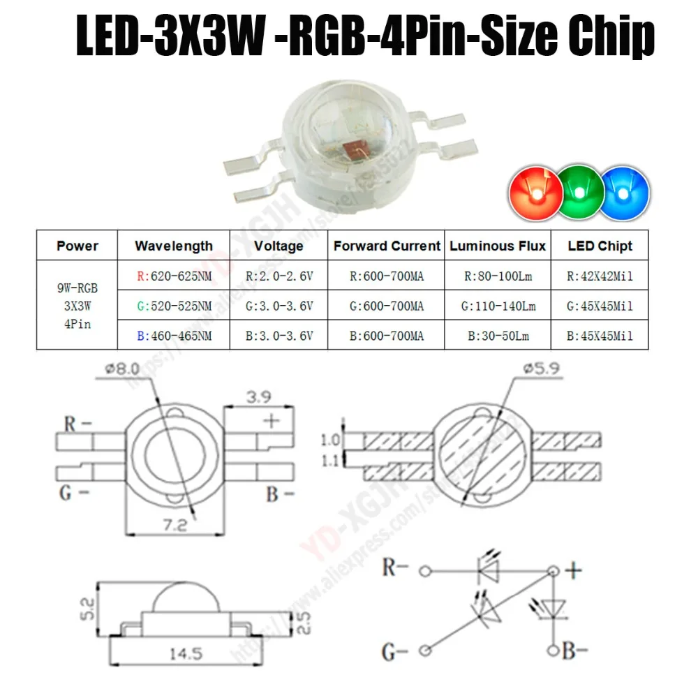 Светодиодный чип высокой мощности RGB RGBW RGBWW RGBWY 3 Вт 4 Вт 5 Вт 6 Вт 15 Вт Красочный Светодиодный светильник для самостоятельного литья