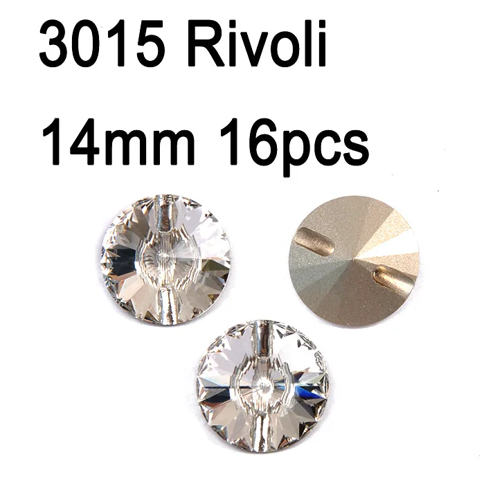 Rivoli 14mm 16pcs Кристально чистые различные кнопки Стразы botones пришить кнопку DIY Стразы оснастки ремесло для ювелирных изделий одежды диван костюм - Цвет: Rivoli 14mm 16pcs